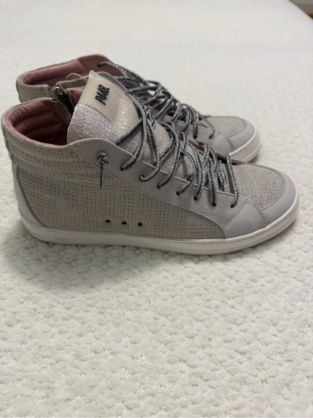 P448 Skate Flax Laser Cut Leather High-Top Zip Sneakers Women’s Size EU40